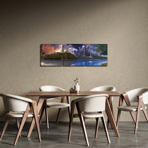 A tó és a hegyek képe (órával) (90x30 cm)