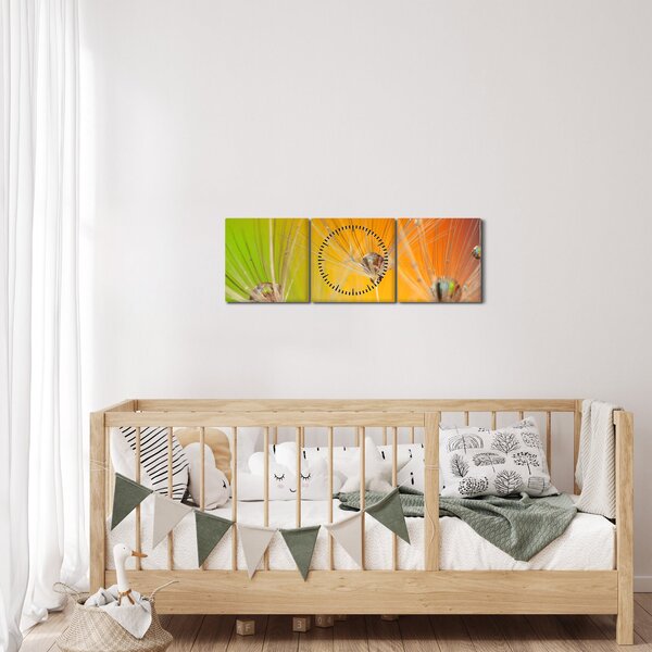Cseppek a növényen képe (órával) (90x30 cm)
