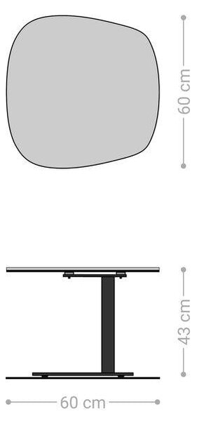 DELIFE Dohányzóasztal Edge hajóformájú 60x60 cm kerámia Minas melange Eleny fém titán színű effektfinish