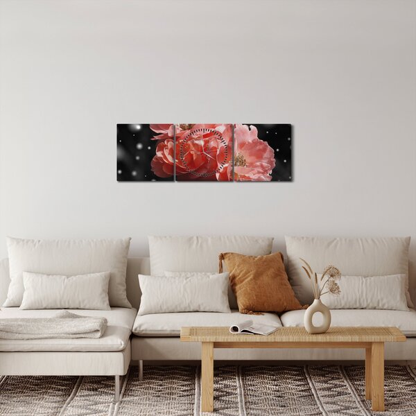 Rózsaszín virág képe (órával) (90x30 cm)