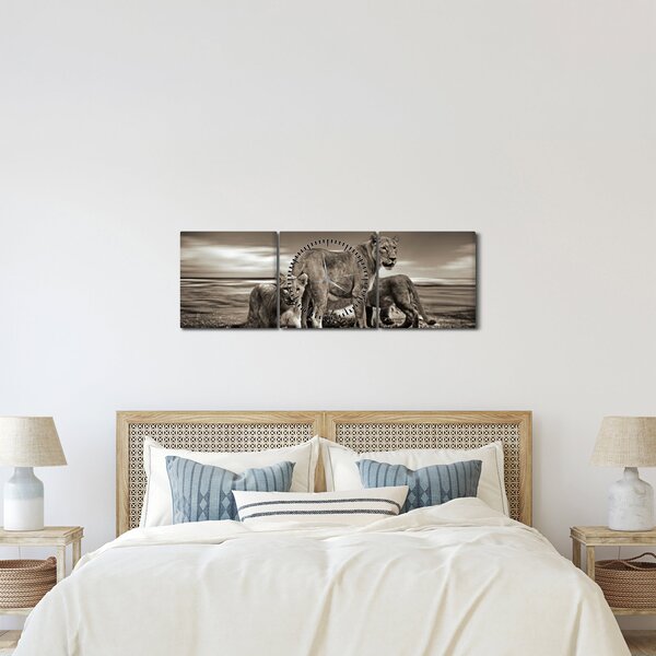Fekete fehér tigris képe (órával) (90x30 cm)