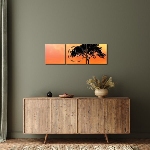 Kép egy fáról naplementekor (órával) (90x30 cm)