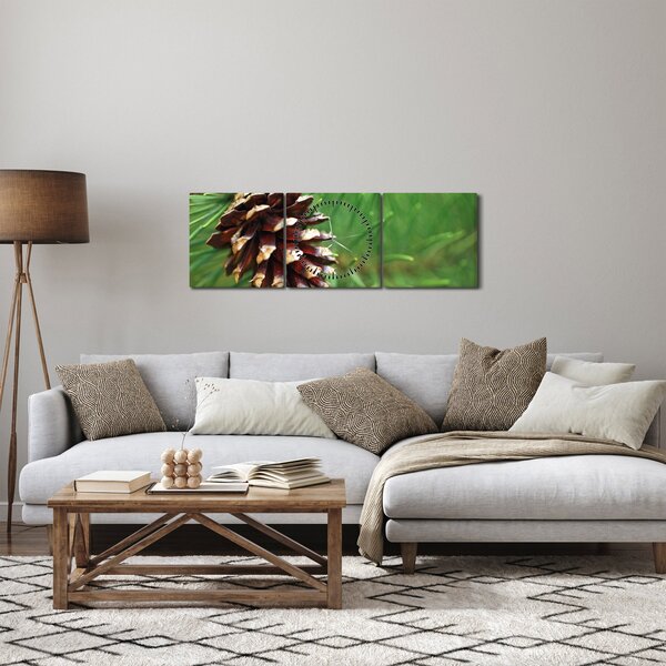 Fenyőtoboz képe (órával) (90x30 cm)