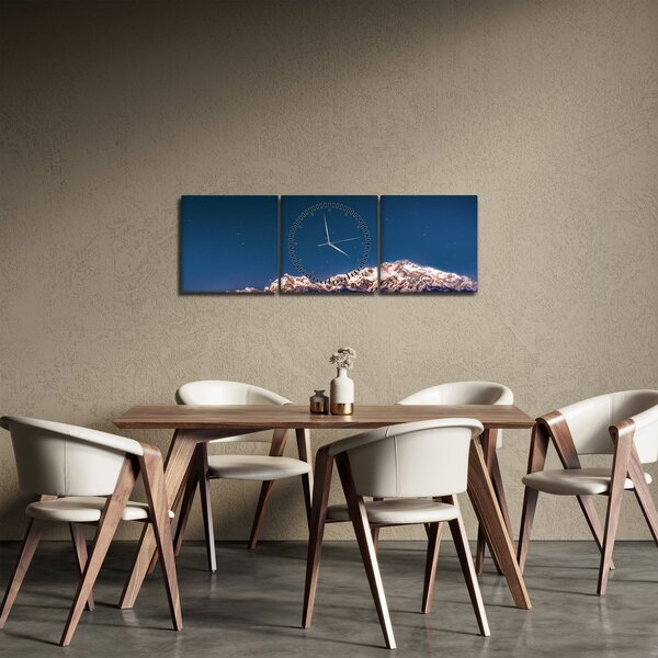 A hegyek és az éjszakai égbolt képe (órával) (90x30 cm)