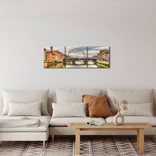 Város folyóval képe (órával) (90x30 cm)