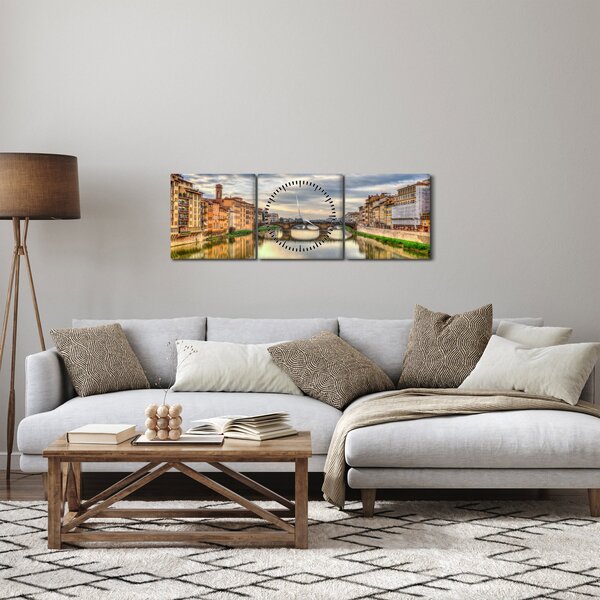 Város folyóval képe (órával) (90x30 cm)