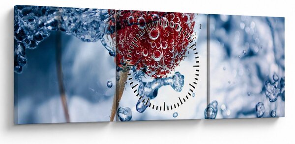 Kép - málna részlete a vízben (órával) (90x30 cm)