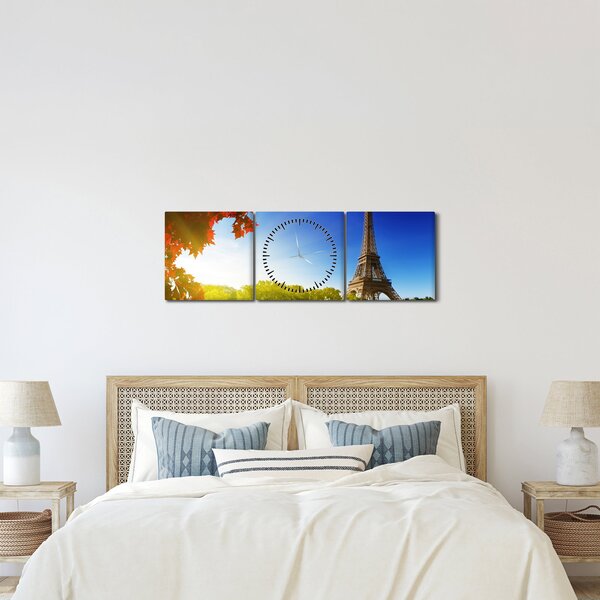 Kép - ősz Párizsban (órával) (90x30 cm)