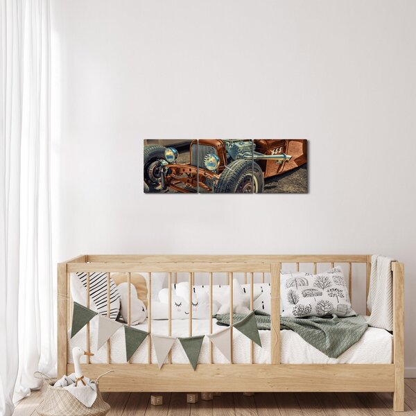 Barna autó képe (órával) (90x30 cm)