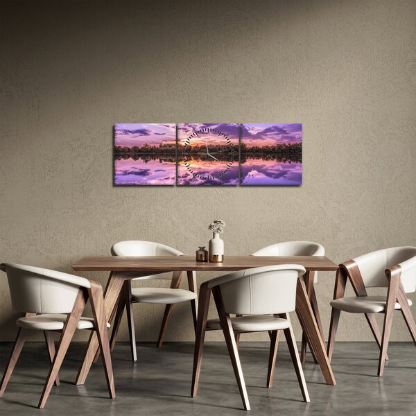Lila ég képe (órával) (90x30 cm)