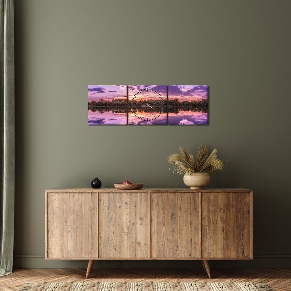 Lila ég képe (órával) (90x30 cm)
