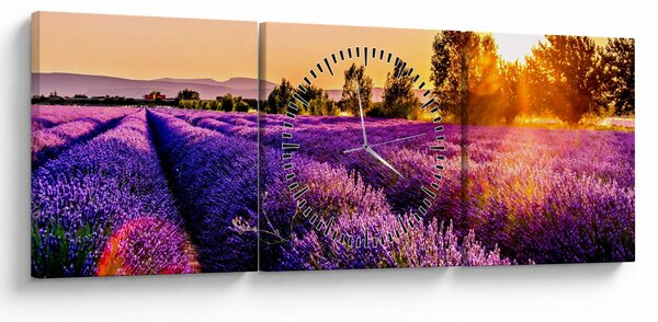 Levandula mező képe (órával) (90x30 cm)