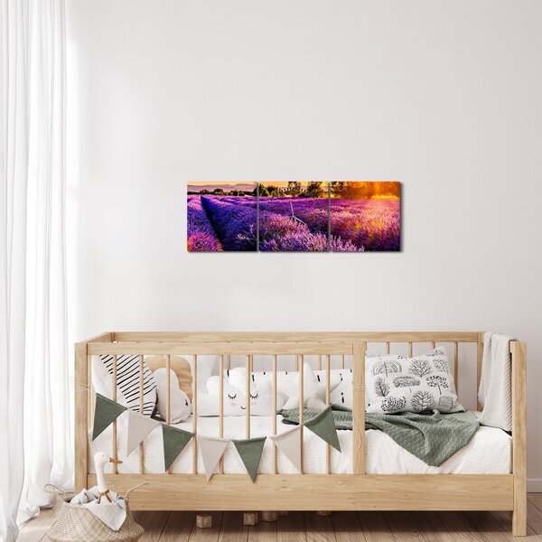Levandula mező képe (órával) (90x30 cm)
