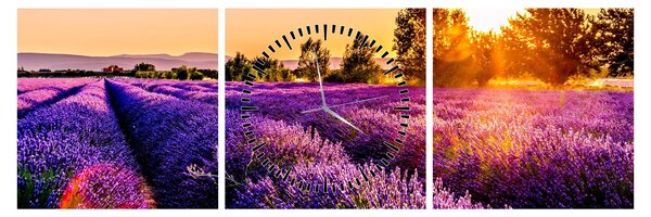 Levandula mező képe (órával) (90x30 cm)