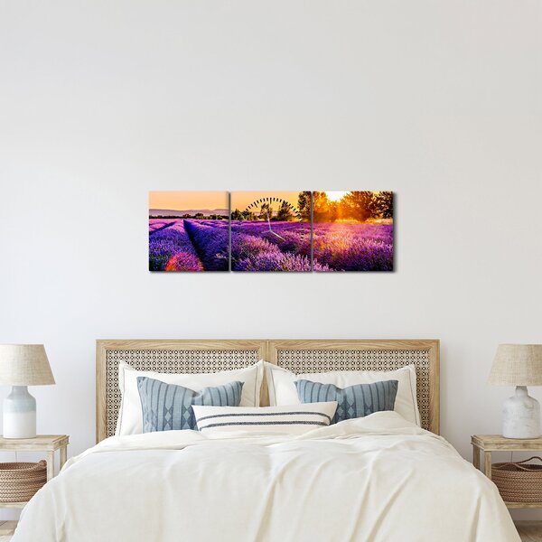 Levandula mező képe (órával) (90x30 cm)