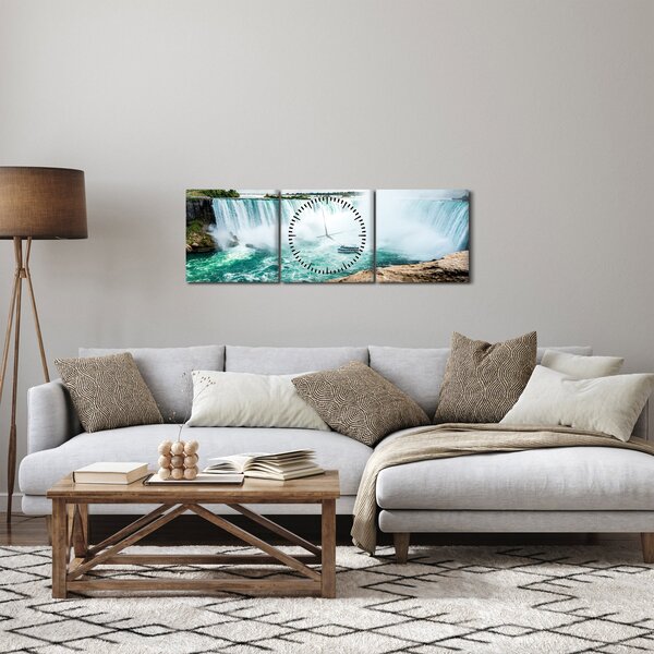 Vízesések hajóval képe (órával) (90x30 cm)