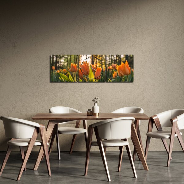 Narancssárga tulipán képe (órával) (90x30 cm)