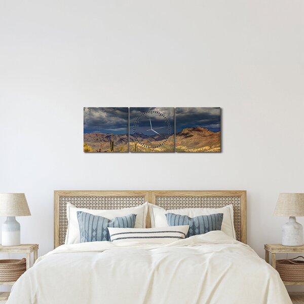 Kép - kaktuszok a természetben (órával) (90x30 cm)