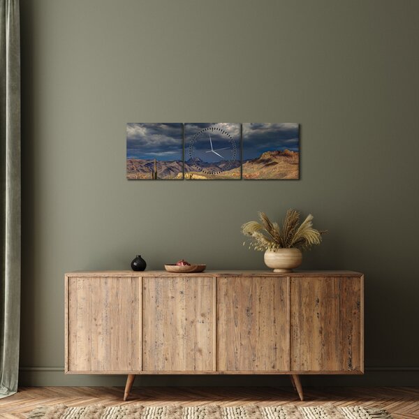 Kép - kaktuszok a természetben (órával) (90x30 cm)