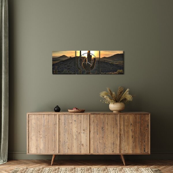 Kép - kaktuszok a napon (órával) (90x30 cm)