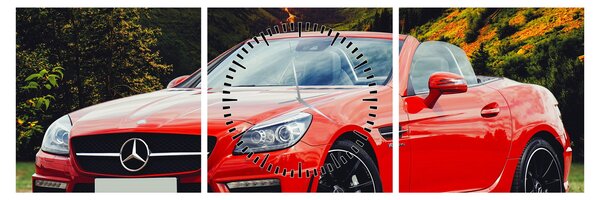 Kép - piros Mercedes (órával) (90x30 cm)