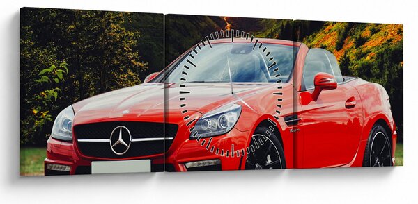 Kép - piros Mercedes (órával) (90x30 cm)