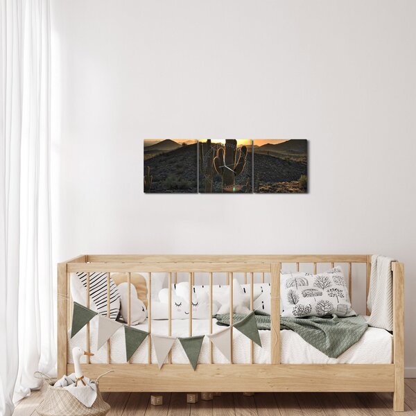 Kép - kaktuszok a napon (órával) (90x30 cm)
