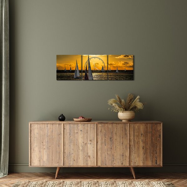 Jacht a naplementében képe (órával) (90x30 cm)