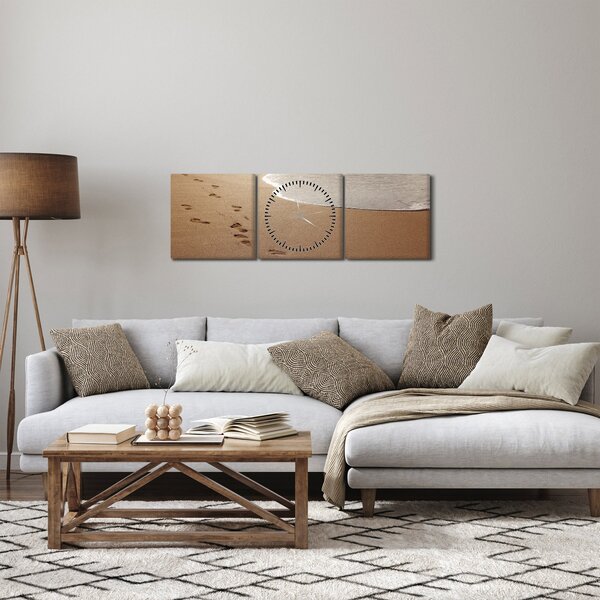 Kép - nyomok a homokban és a tenger (órával) (90x30 cm)