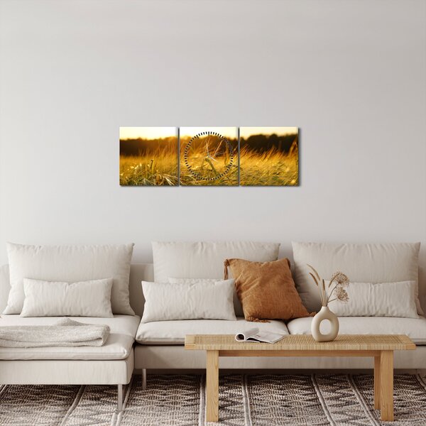 Harmatos fű képe (órával) (90x30 cm)