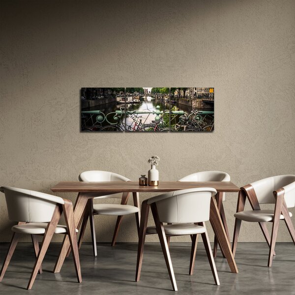 Egy bicikli képe a városban (órával) (90x30 cm)