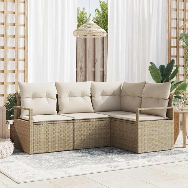 Kanapé Szett 4 pcs Bézs polirattan