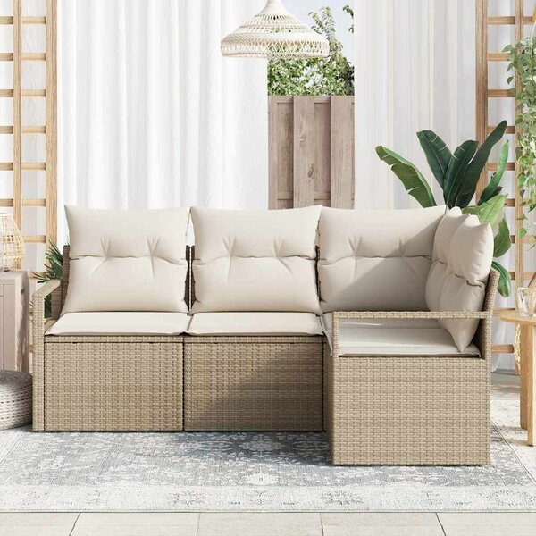 Kanapé Szett 4 pcs Bézs polirattan
