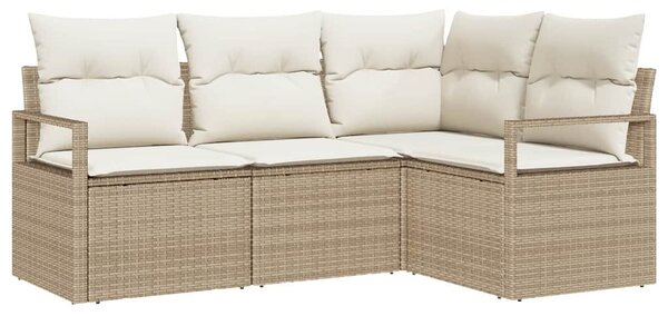 Kanapé Szett 4 pcs Bézs polirattan