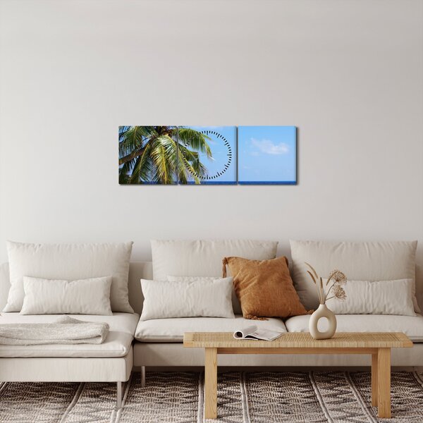 Pálmafák a strandon képe (órával) (90x30 cm)