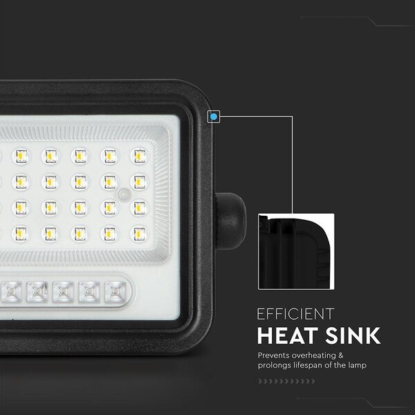 V-TAC 6W napelemes LED reflektor, 2000K - 8000K között állítható színhőmérséklettel - SKU 24082