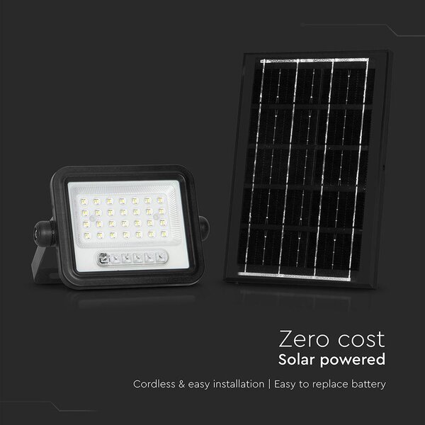 V-TAC 6W napelemes LED reflektor, 2000K - 8000K között állítható színhőmérséklettel - SKU 24082