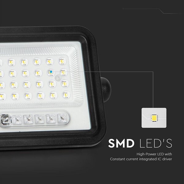 V-TAC 6W napelemes LED reflektor, 2000K - 8000K között állítható színhőmérséklettel - SKU 24082