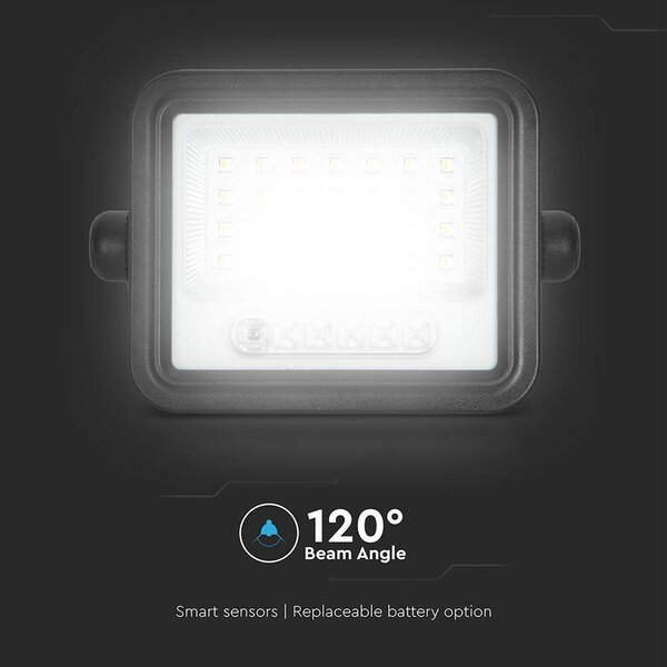 V-TAC 6W napelemes LED reflektor, 2000K - 8000K között állítható színhőmérséklettel - SKU 24082