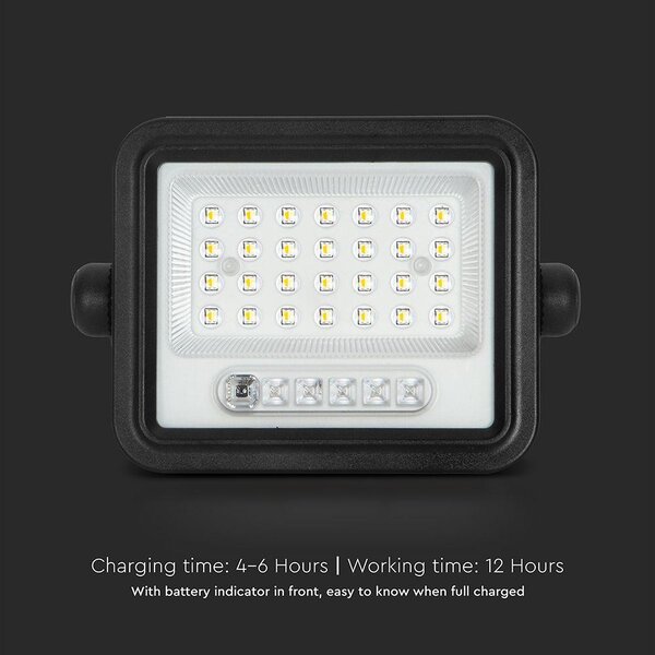 V-TAC 6W napelemes LED reflektor, 2000K - 8000K között állítható színhőmérséklettel - SKU 24082