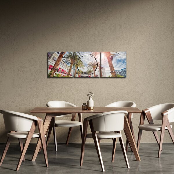 Kép - pálmafák úszómedencével (órával) (90x30 cm)