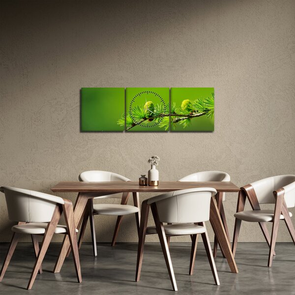 Zöld fenyőtoboz képe (órával) (90x30 cm)