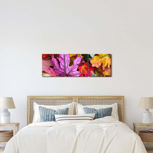 Kép - őszi levelek (órával) (90x30 cm)