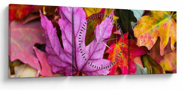 Kép - őszi levelek (órával) (90x30 cm)