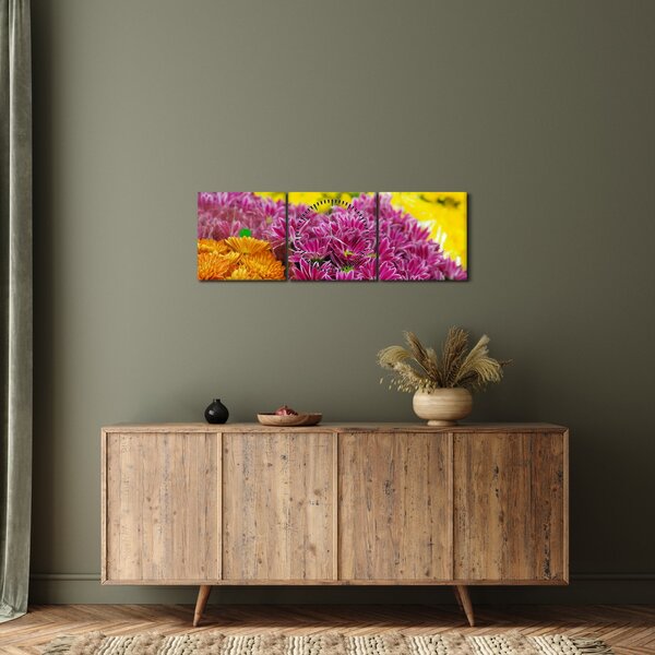 Rózsaszín virág képe (órával) (90x30 cm)
