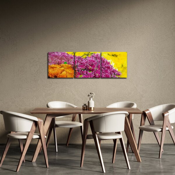 Rózsaszín virág képe (órával) (90x30 cm)