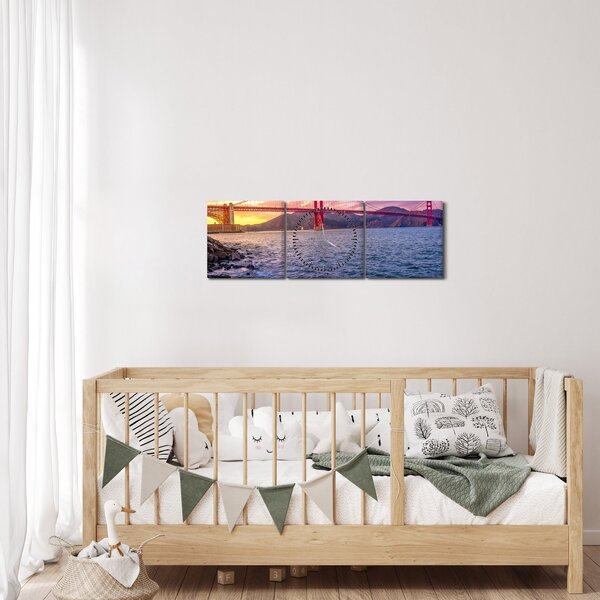 Kép a hídról napnyugtakor (órával) (90x30 cm)