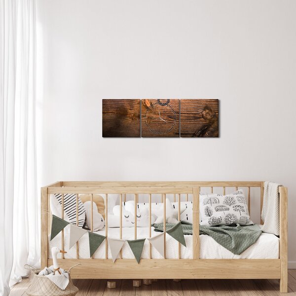 Fa textúra képe (órával) (90x30 cm)
