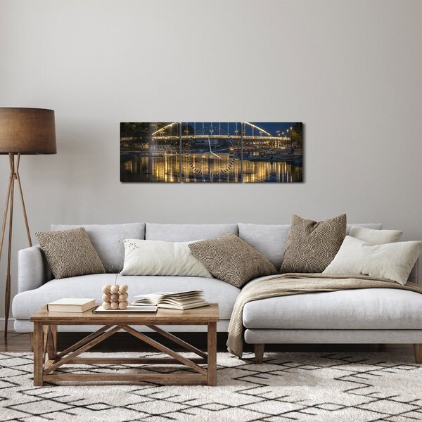 Egy híd képe szökőkúttal (órával) (90x30 cm)