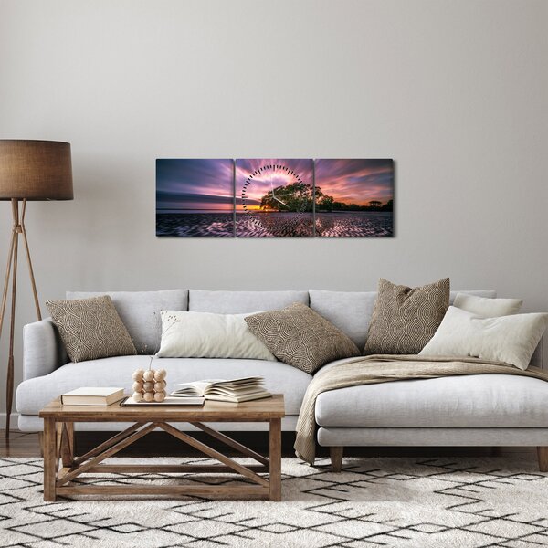 Egy fa a tengerparton képe (órával) (90x30 cm)